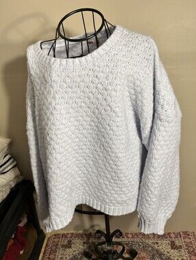 size 3x 3 x womens knit sweater  light blue soft fuzzy plus sized